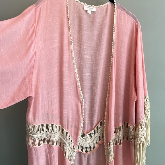 Umgee Lightweight Fringe Kimono Duster | Large | Peach | EUC - Picture 4 of 10